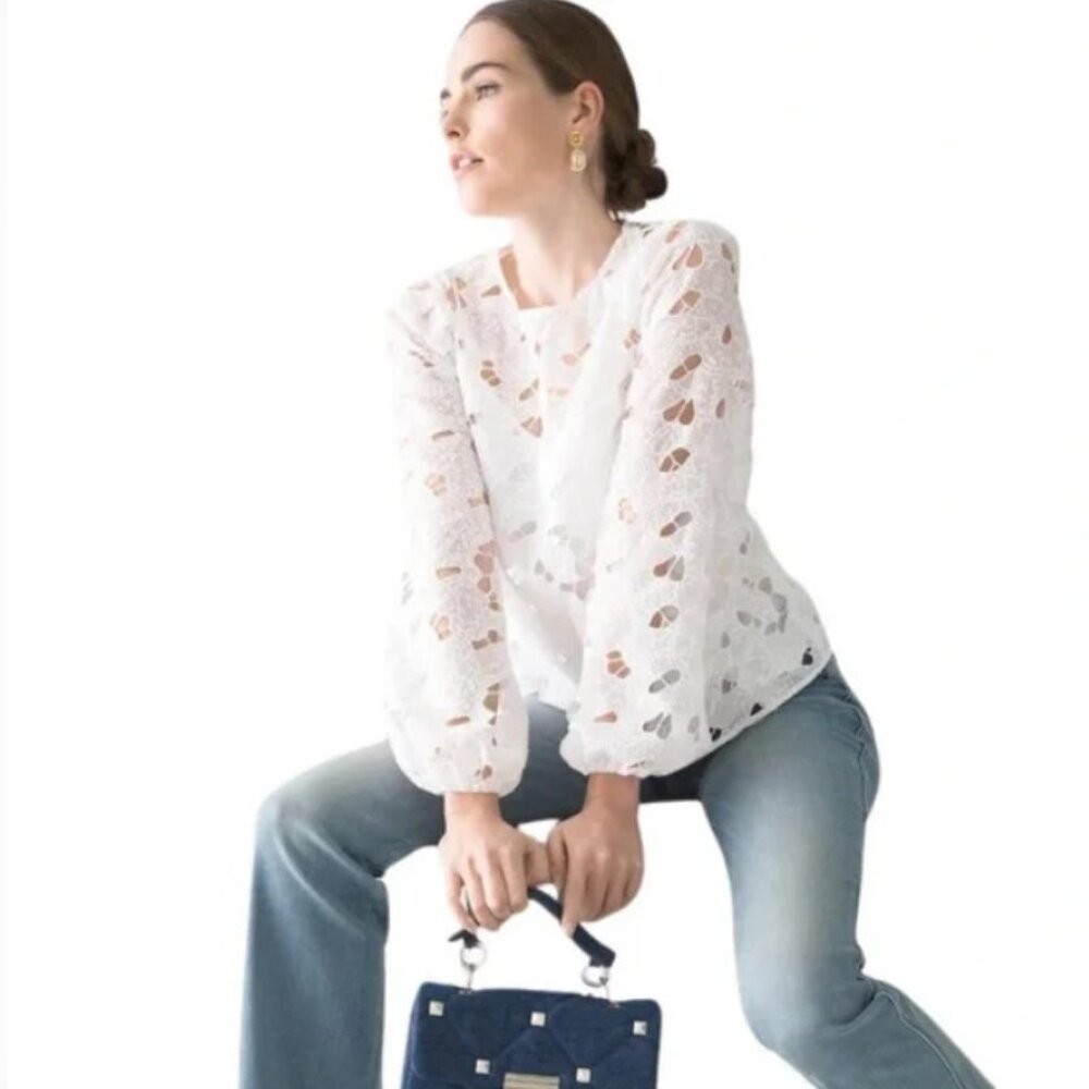 White House Black Market Butterfly Eyelet CutOut top - 8